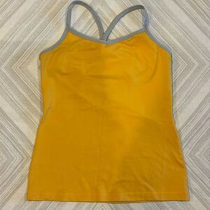 Yogasmoga Women’s Deep Yellow & Grey Strappy Built in Bra Workout Tank Top